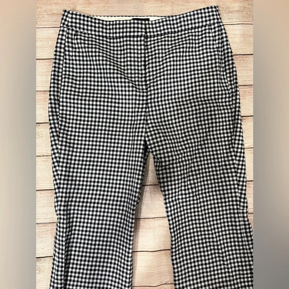 NWT J. Crew Hayden Pants Women Navy Blue White Gingham Plaid Size 12